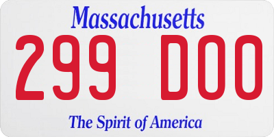 MA license plate 299DO0