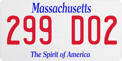 MA license plate 299DO2