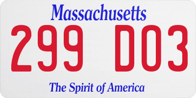 MA license plate 299DO3