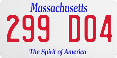 MA license plate 299DO4