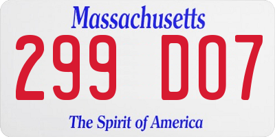 MA license plate 299DO7