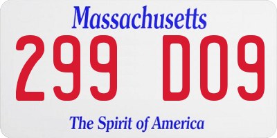 MA license plate 299DO9