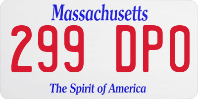 MA license plate 299DP0