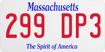 MA license plate 299DP3
