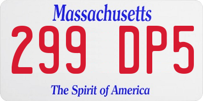 MA license plate 299DP5