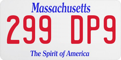 MA license plate 299DP9