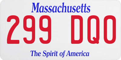 MA license plate 299DQ0