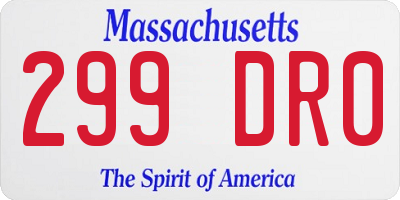MA license plate 299DR0
