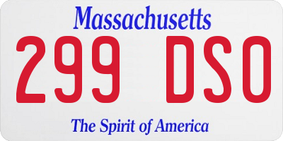 MA license plate 299DS0