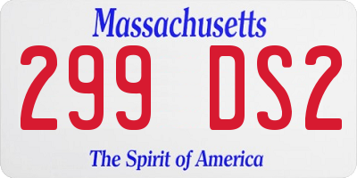 MA license plate 299DS2