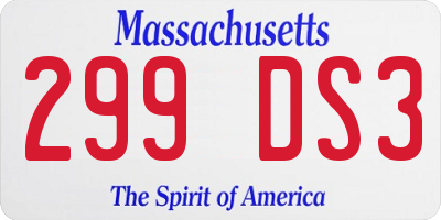 MA license plate 299DS3
