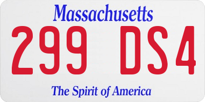 MA license plate 299DS4