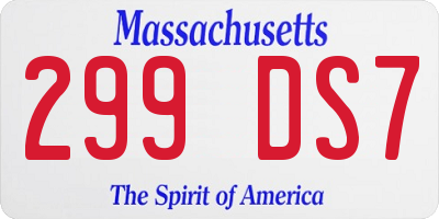 MA license plate 299DS7