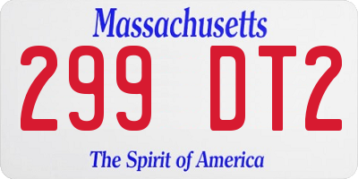 MA license plate 299DT2