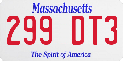 MA license plate 299DT3