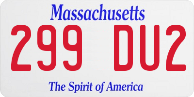 MA license plate 299DU2