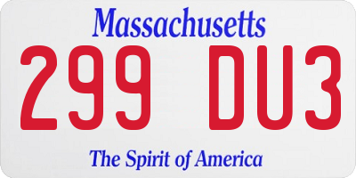 MA license plate 299DU3