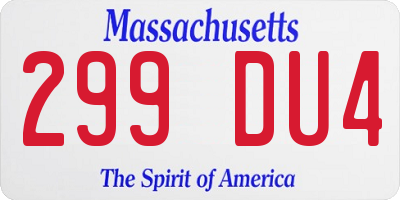 MA license plate 299DU4