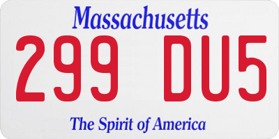 MA license plate 299DU5