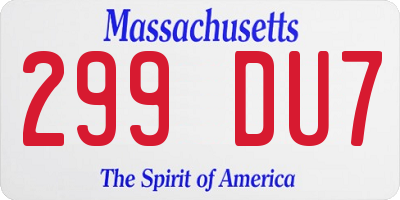 MA license plate 299DU7
