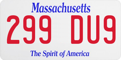 MA license plate 299DU9