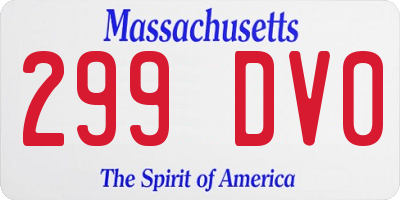 MA license plate 299DV0