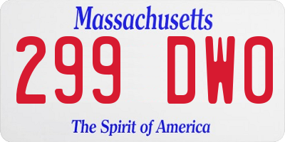 MA license plate 299DW0
