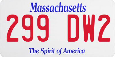 MA license plate 299DW2