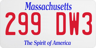MA license plate 299DW3
