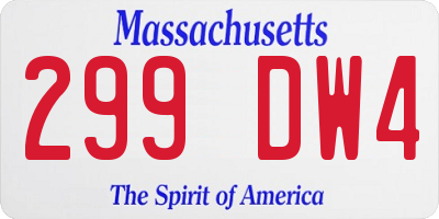 MA license plate 299DW4