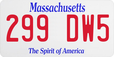 MA license plate 299DW5