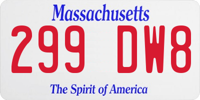 MA license plate 299DW8