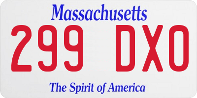 MA license plate 299DX0