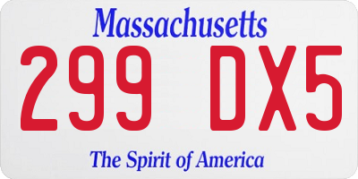 MA license plate 299DX5