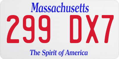 MA license plate 299DX7