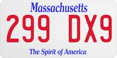 MA license plate 299DX9