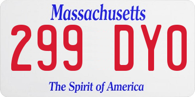 MA license plate 299DY0
