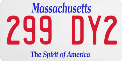 MA license plate 299DY2