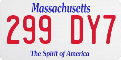 MA license plate 299DY7