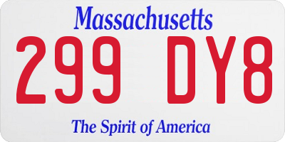 MA license plate 299DY8