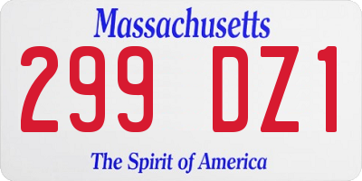 MA license plate 299DZ1