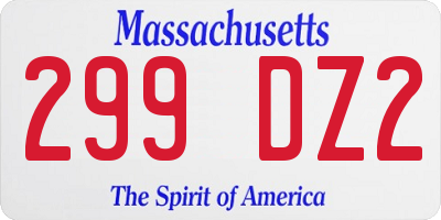 MA license plate 299DZ2