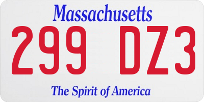 MA license plate 299DZ3