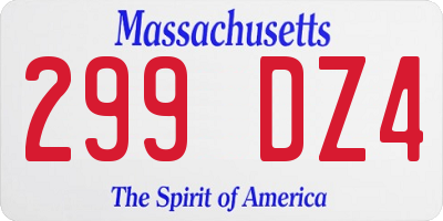 MA license plate 299DZ4