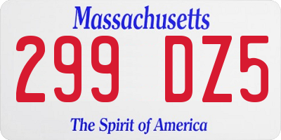 MA license plate 299DZ5