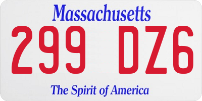 MA license plate 299DZ6