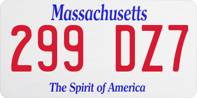 MA license plate 299DZ7