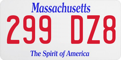 MA license plate 299DZ8