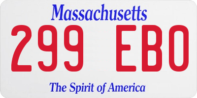 MA license plate 299EB0