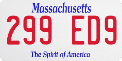 MA license plate 299ED9